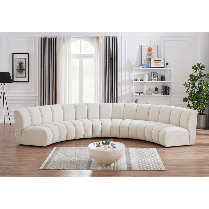 Canapé modulaire de coin symétrique Infinity de 167 po de largeur, Tissu crème bouclé