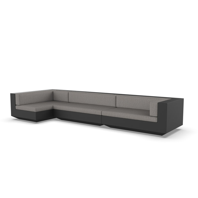 Vela 165" Wide Outdoor Reversible Patio Sectional with Cushions, White, White