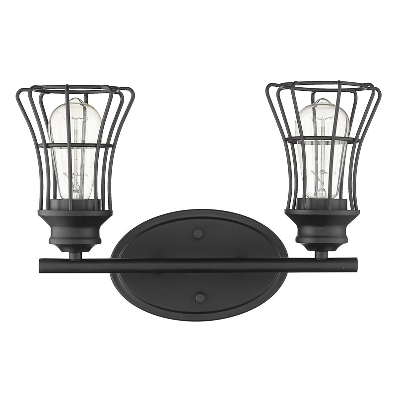 Éclairage pour salle de bain à intensité variable 2 lumières Painesville, Noir mat
