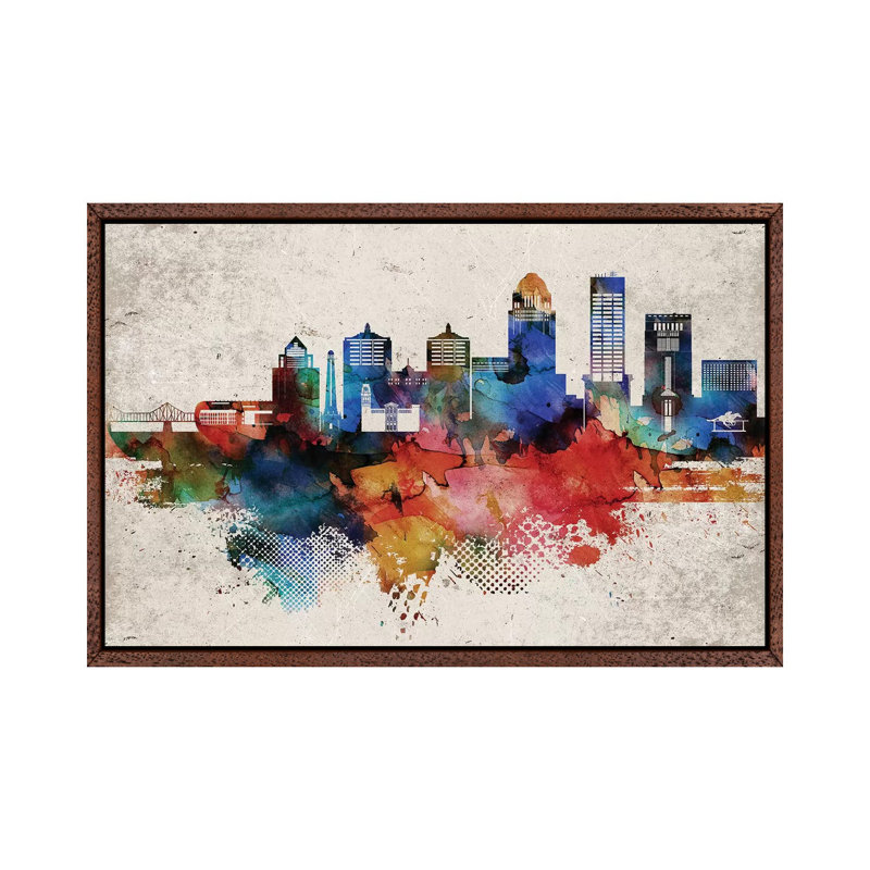 Louisville Abstract - Print on Canvas, 66.04 cm H x 45.72 cm W, Classic Brown Wood Framed