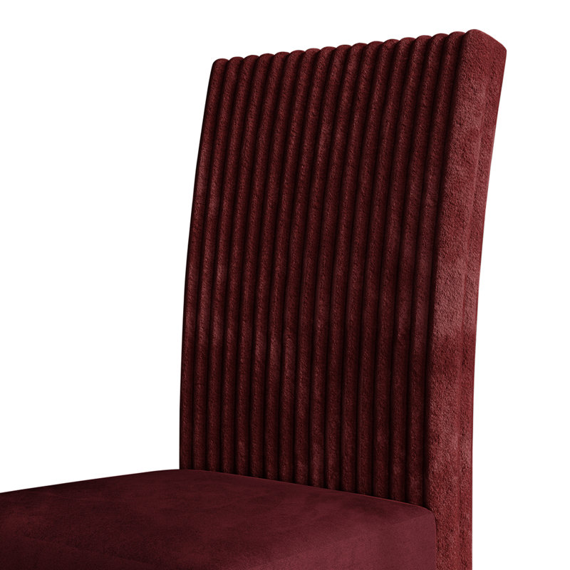 Black Wooden Dining Chair With Velvet Cover, Red