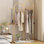 Double Arch Clothing Rack, Gold Freestanding Garment Rack With Shelf For Bedroom, Living Room, Entryway