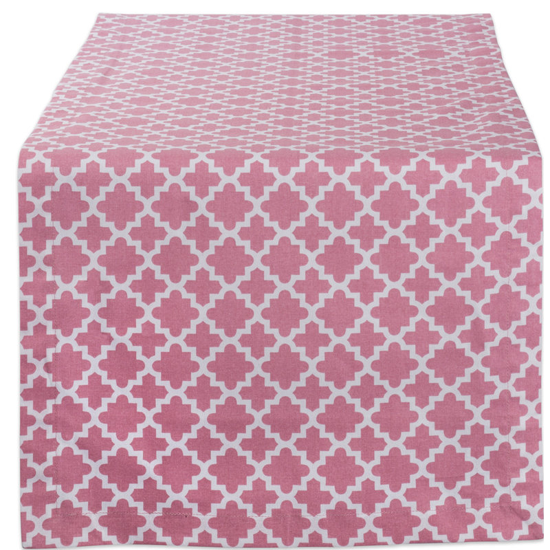 Trung Geometric 100% Cotton Table Runner, Rose, 108" L x 14" W