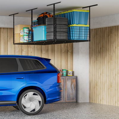 Supports de garage surélevés, supports de rangement de plafond réglables, capacité de charge de 600 lb, avec panneaux latéraux