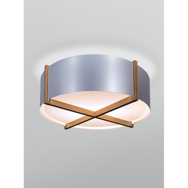 Plura 1 - Light LED Flush Mount, Walnut/Brushed Aluminum, 6.38" H x 18" W x 18" D, 2700K