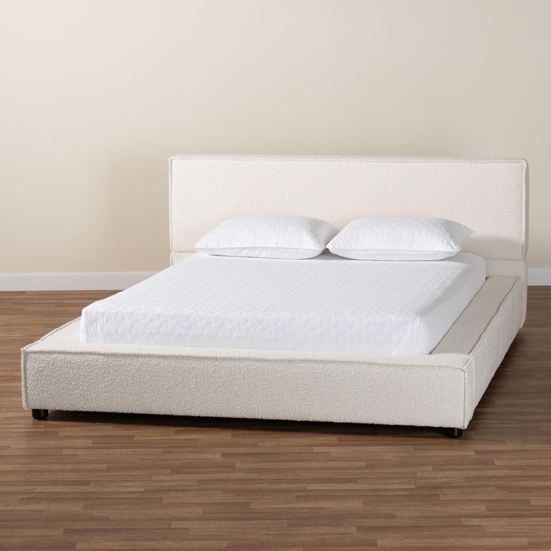 Altamirano Baxton Studio Bardia Modern Cream Boucle Queen Platform Bed With Wide Railing