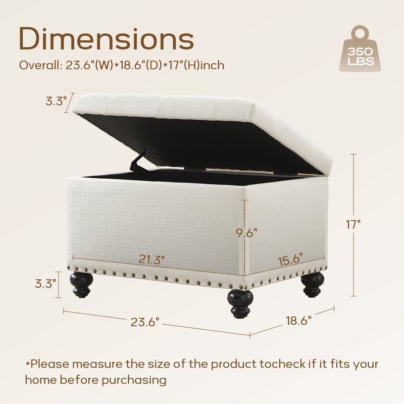 Repose-pieds rectangulaire avec rangement Dhiren, Beige Jensen Performance