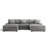 5 - Piece Upholstered Light Gray Faux Rabbit Fur Flannel Modular Sectional Sofa with Throw Pillows & Removable Ottomans-29723054