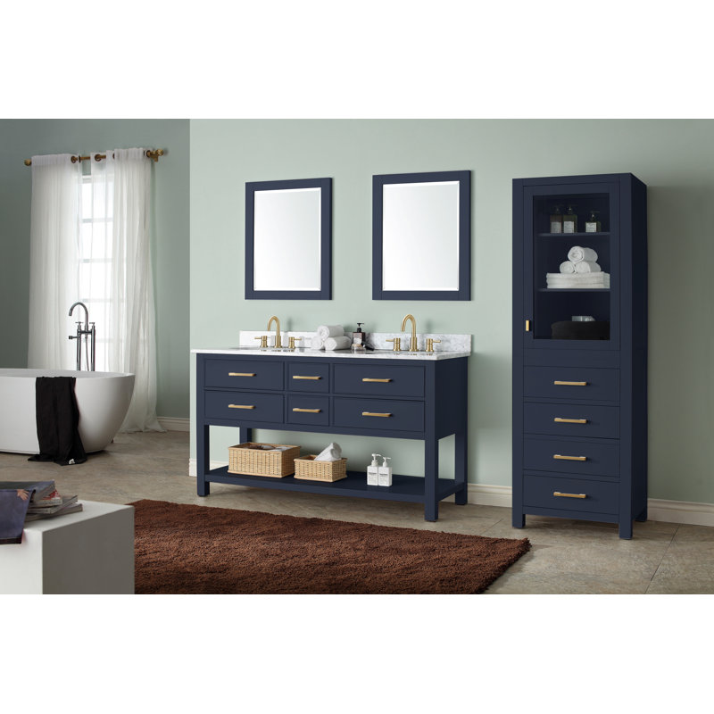 Brooks 60'' Double Bathroom Vanity Base Only, Navy Blue