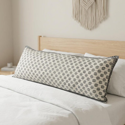 Artisan Hand-Loomed Cotton Lumbar Pillow - Navy Dots - 16" x 48" 