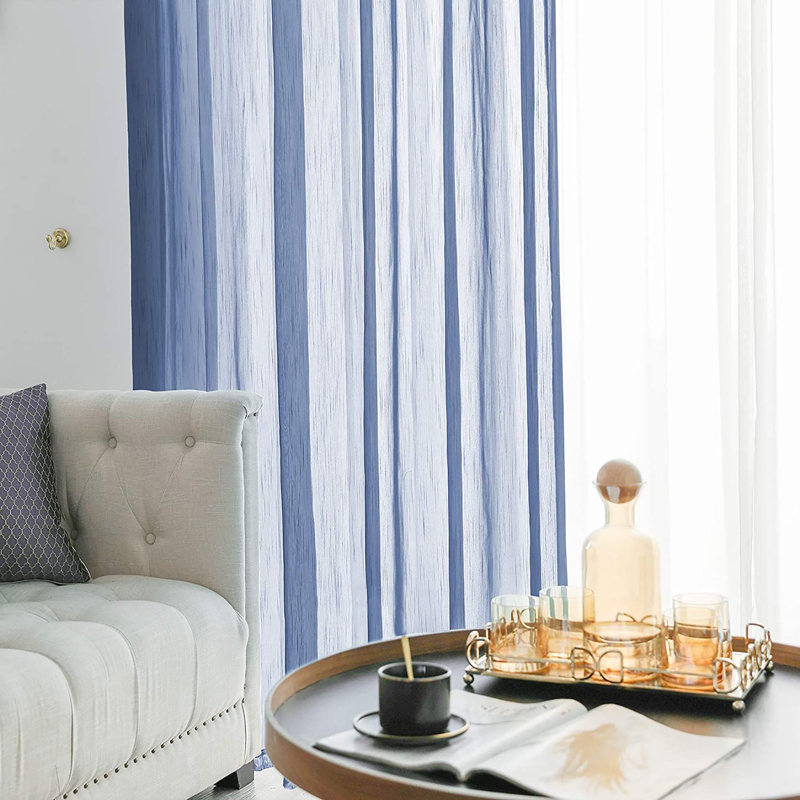 Ferriday Sheer Curtain Pair, Dark Blue, 52" W x 95" L