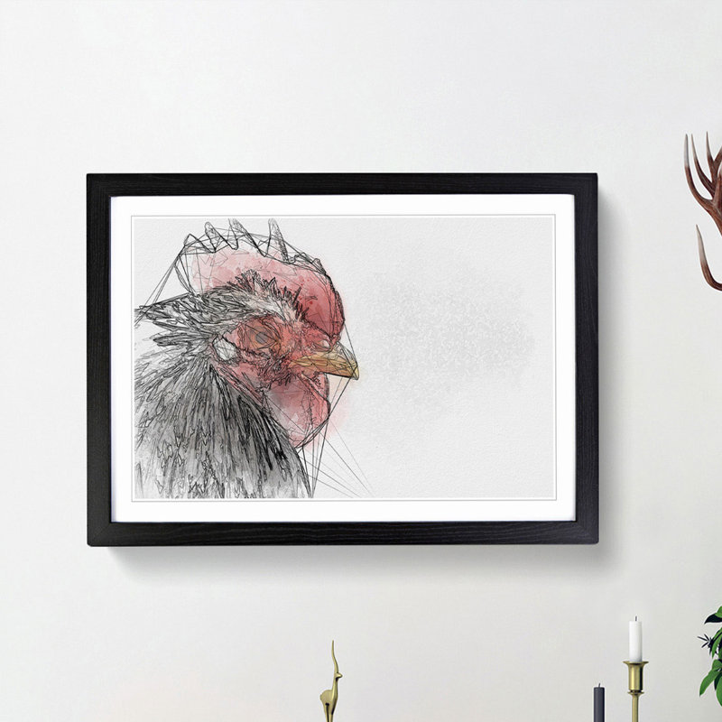 Grey Rooster Looking West in Abstract - Picture Frame Graphic Art Print, 48cm H x 65cm W x 2cm D, Black Framed
