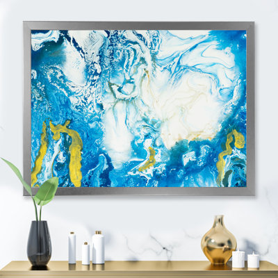 " Classic Blue With Gold Liquid Art "