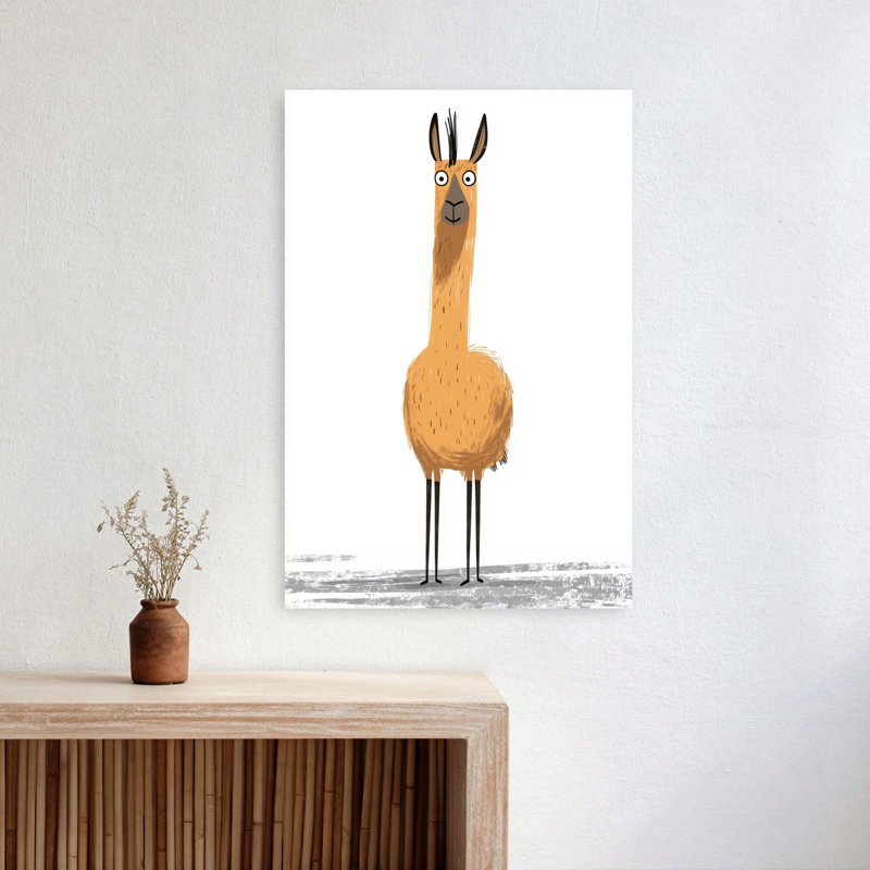 Funny Llama Character Abstract Contemporary Landscape Nature Wall Art Print by Mathieu - Wrapped Canvas Print