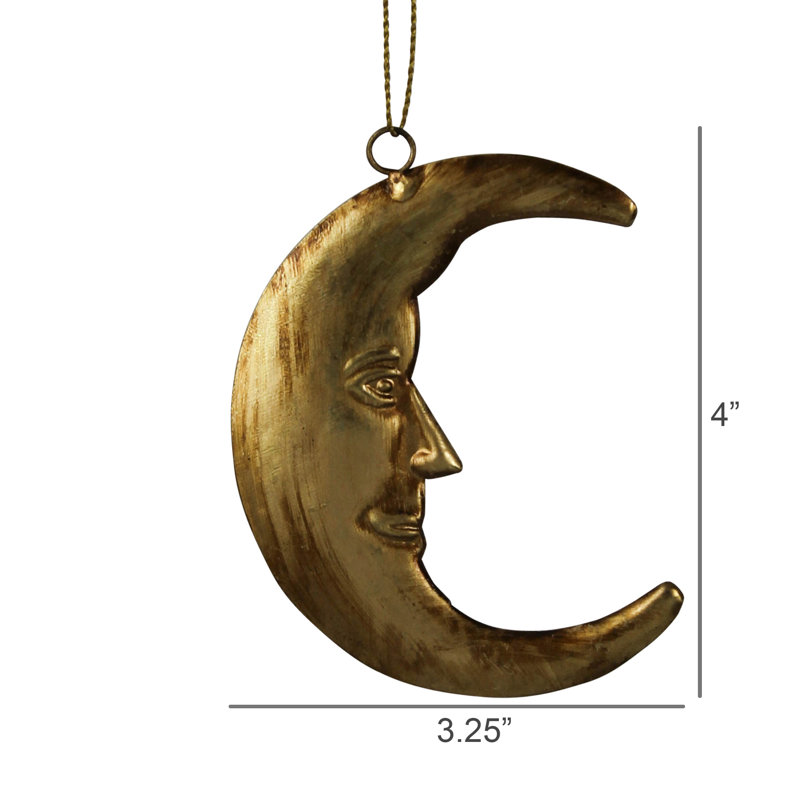 Ornement visage de lune, or antique