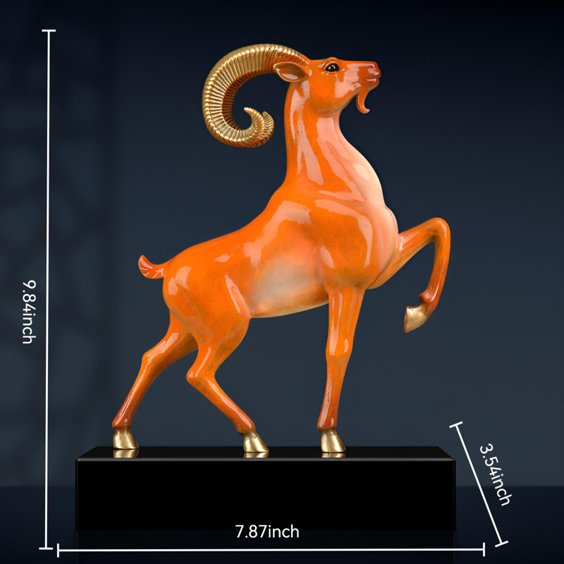 Sculpture artistique Ram - pièce décorative en laiton de qualité supérieure, H 9,84 po x l 7,87 po x P 3,54 po