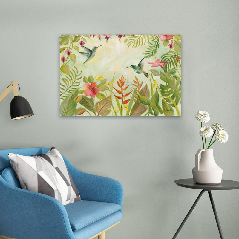 Hummingbirds Song I - Animaux bleu aquatique, H 24 po x l 16 po