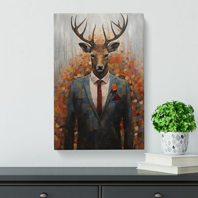 Stag Expressionism Art - Wrapped Canvas