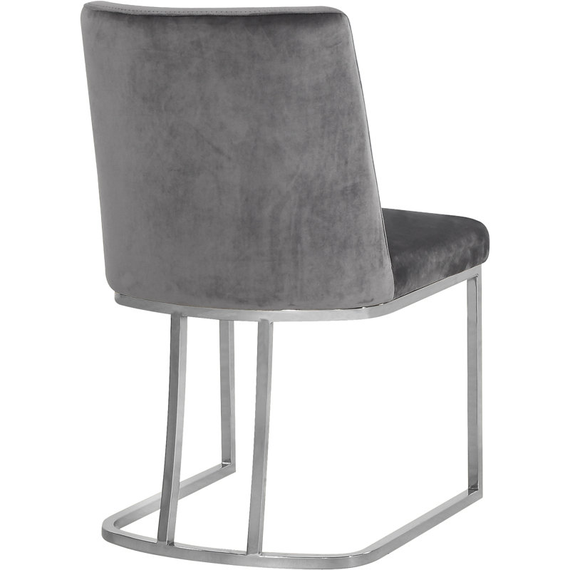 Chaise d'appoint en velours Heidi, Chrome, Velours gris