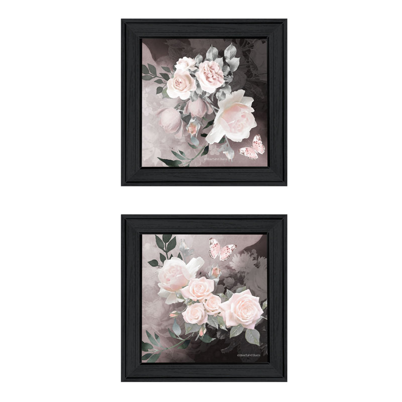 VBLUE731-Noir Collection Roses par Bluebird Barn, prêt à accrocher, encadré, Noir