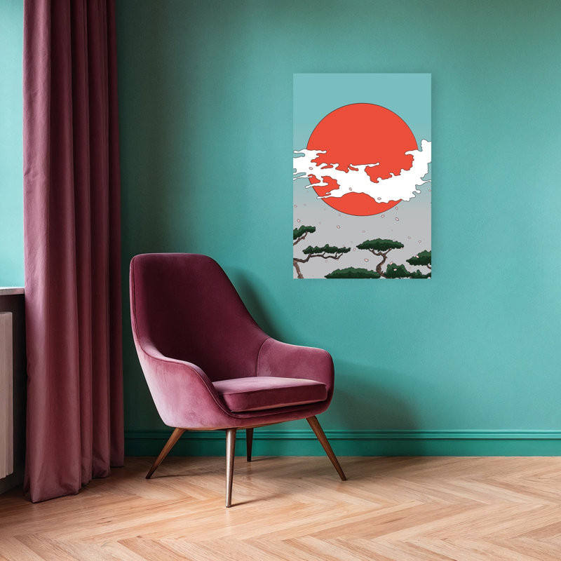 «Serene Japanese Bloom», reproduction d'art murale contemporaine, H 36 po x l 24 po