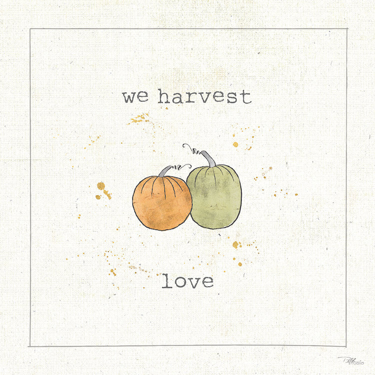 «Harvest Cuties I», art textuel sur toile tendue, H 37 po x l 37 po x P 1,5 po, Toile tendue, Pas de tapis