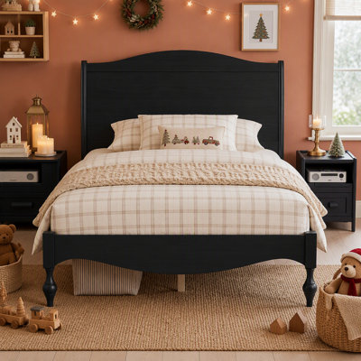 Wooden Bed Frame with Headboard, Platform Bed for Bedroom