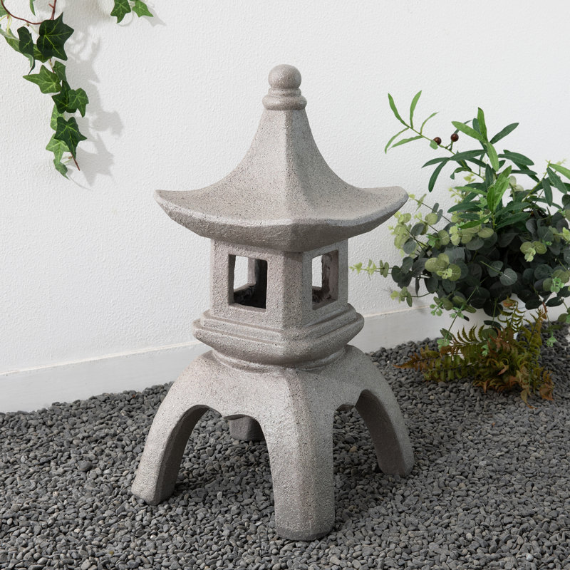 24"H MGO Faux Concrete Pagoda Garden Statue