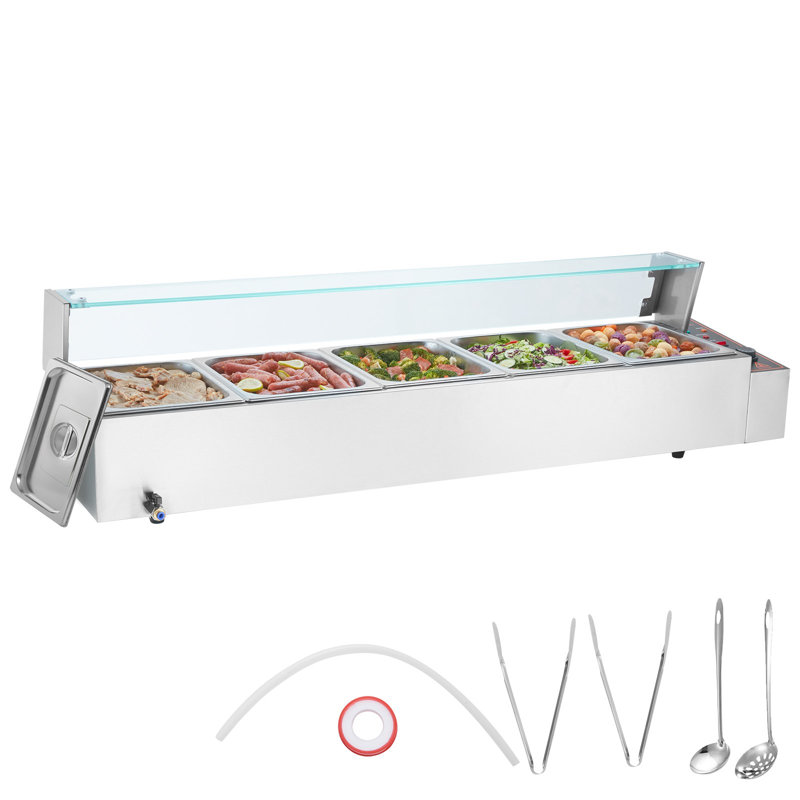 Buffet de comptoir commercial commercial 5 * 8Qt avec écran en verre
