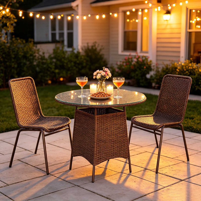 Metal Outdoor Bistro Table , 80cm W 80cm D, Brown