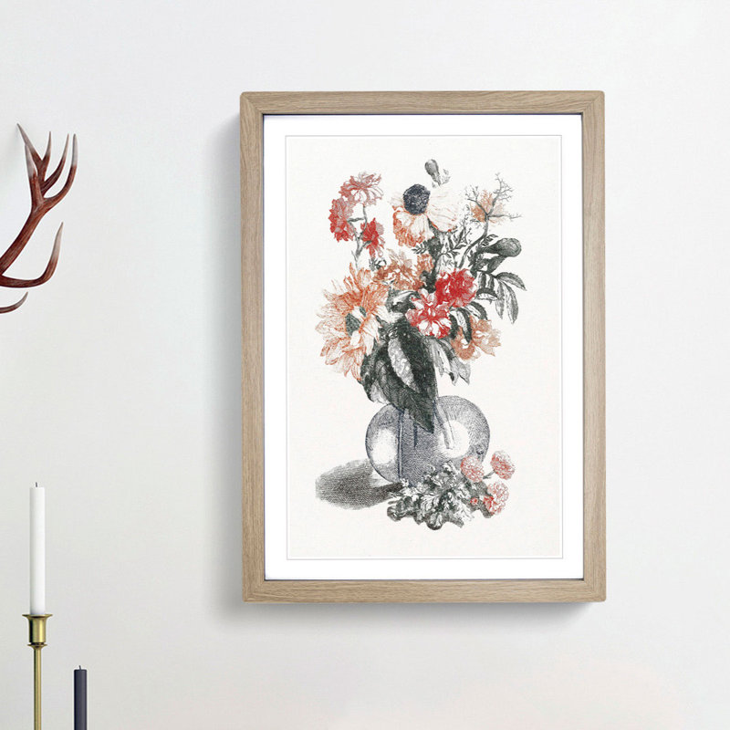Pretty Flowers by Johan Teyler - Picture Frame Painting Print, 36cm H x 27cm W x 2cm D, Oak Framed