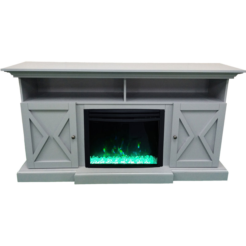 Summit White MDF Electric Fireplace TV Stand with LED Lights
