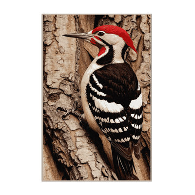 Washable Red bellied Woodpecker Birds Area Rug