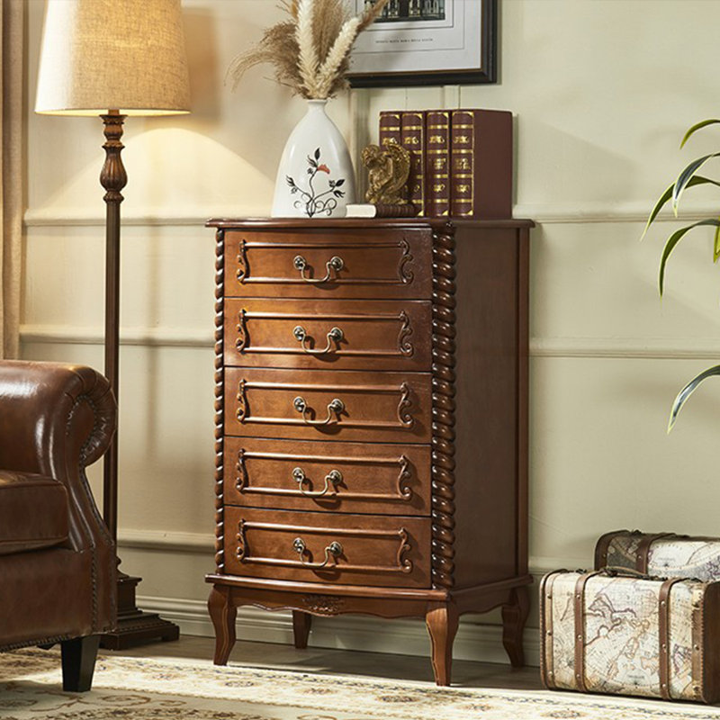 Commodes et commodes rectangulaires en bois massif cerisier foncé