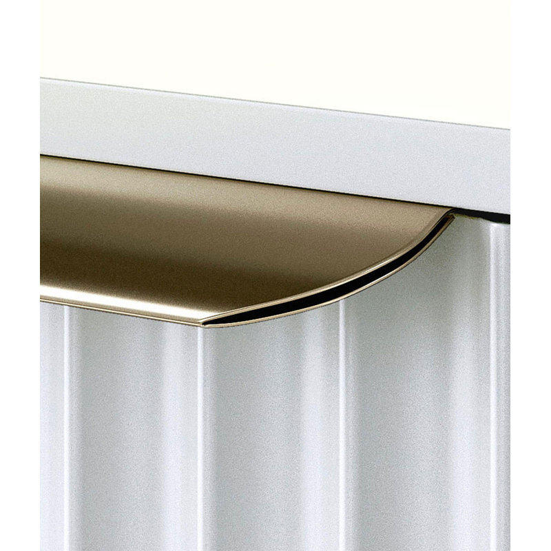 Lara Dresssing Table - Ridged front and side finished, Gold/White