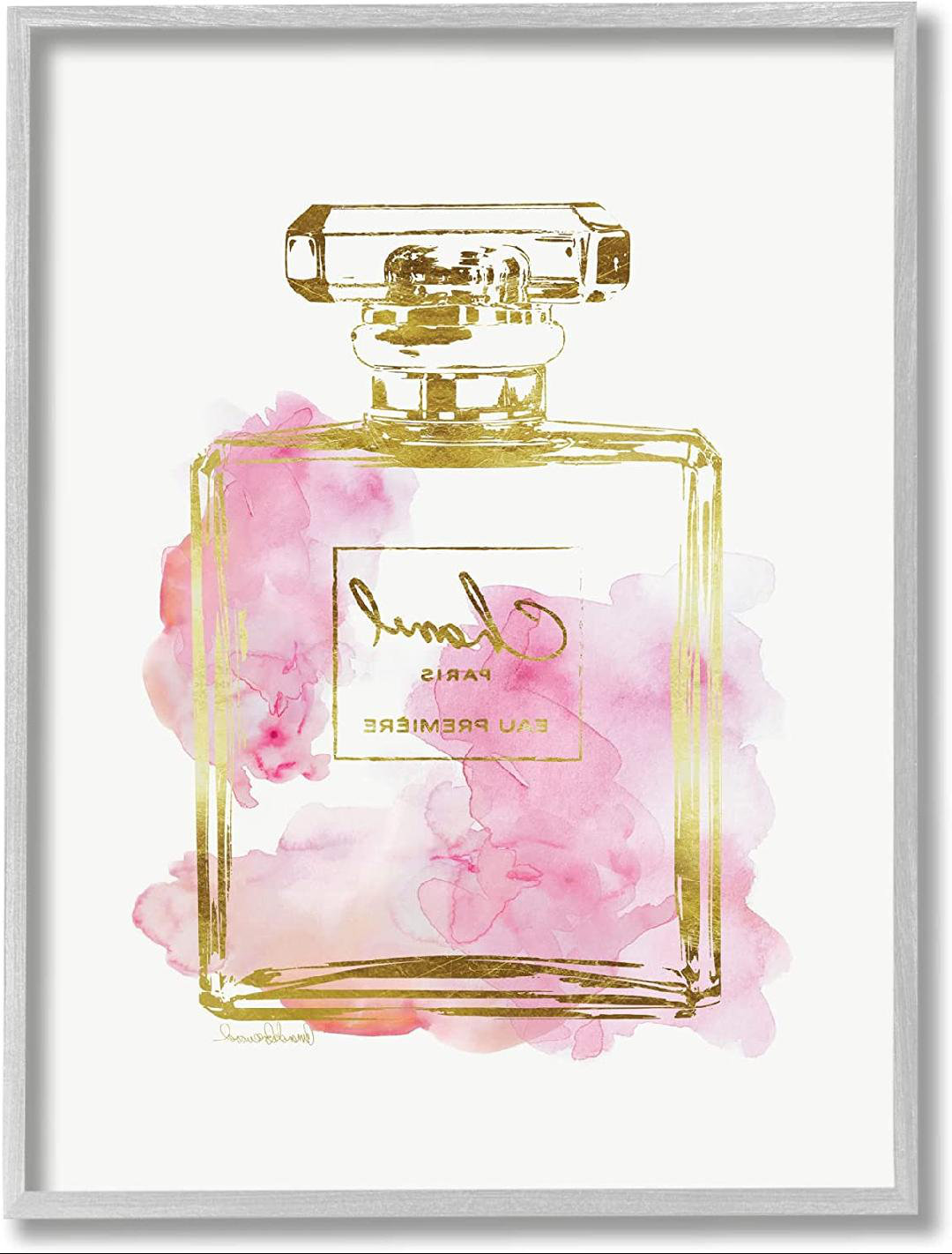 pink perfume bottle wall art