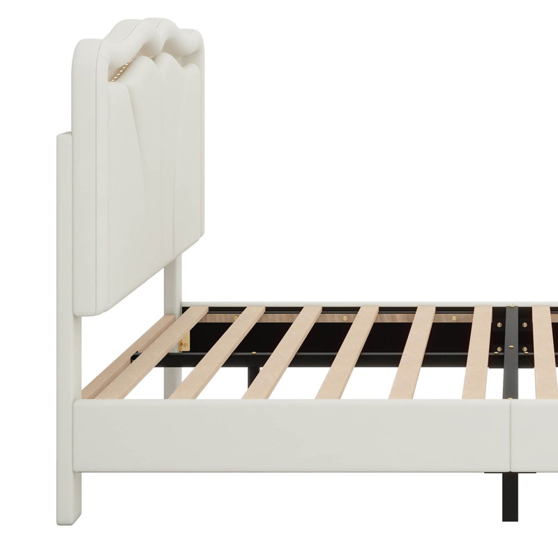 Lit plateforme tapissier Densmore, Rose, Double