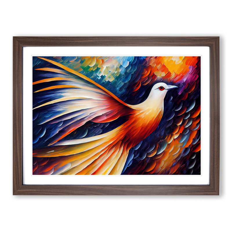 Dove Bird Vol.2 Abstract - Single Picture Frame Print, Walnut Framed, 46cm H x 64cm W x 2cm D