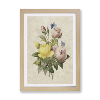 Roses & Butterflies by Pierre - Joseph Redoute - Framed Print