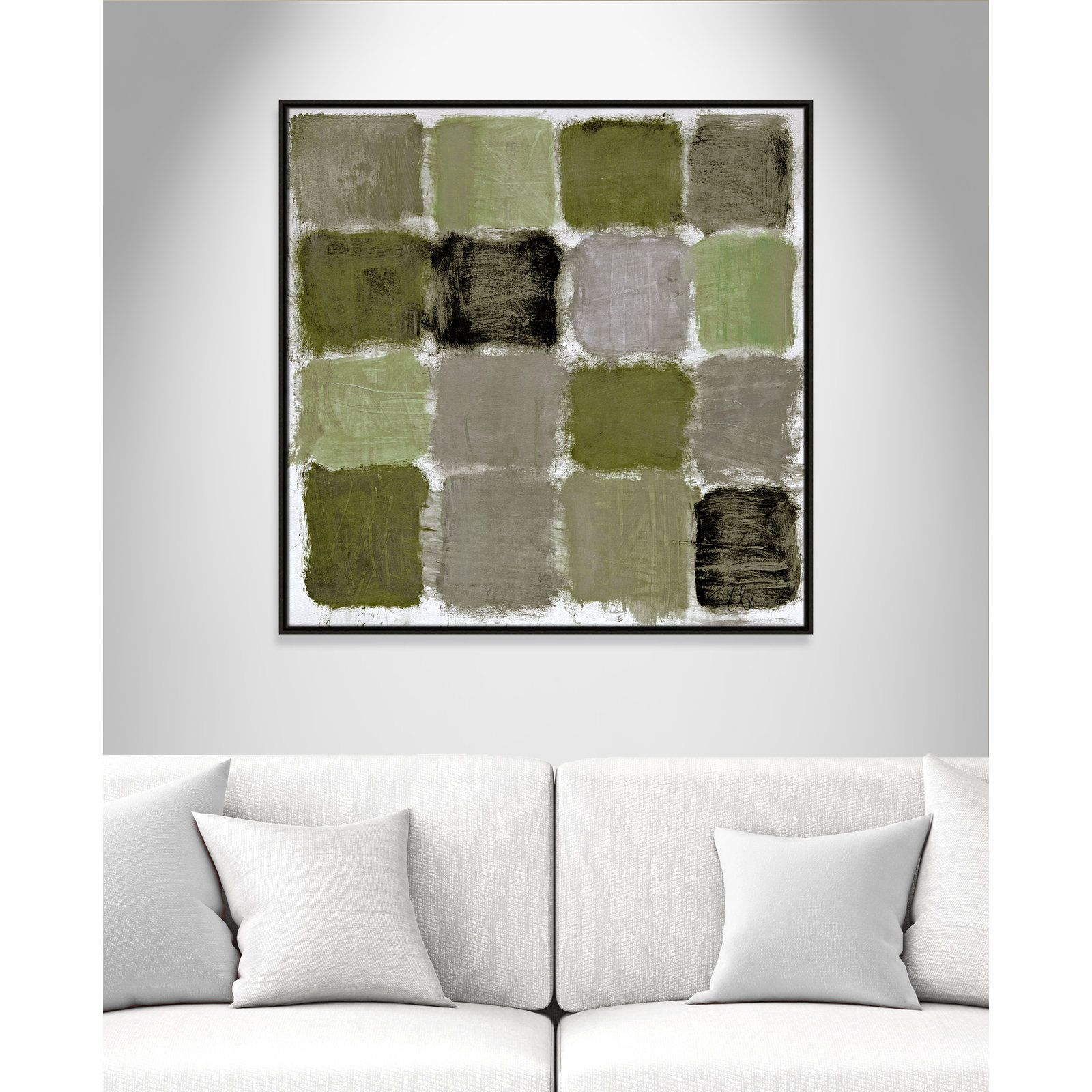 Coppola "Powder Room Green Reflections" Print, 37.5" H x 37.5" W, Espresso