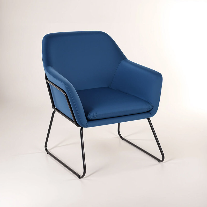 Velvet Club Chair, Blue Velvet/Black