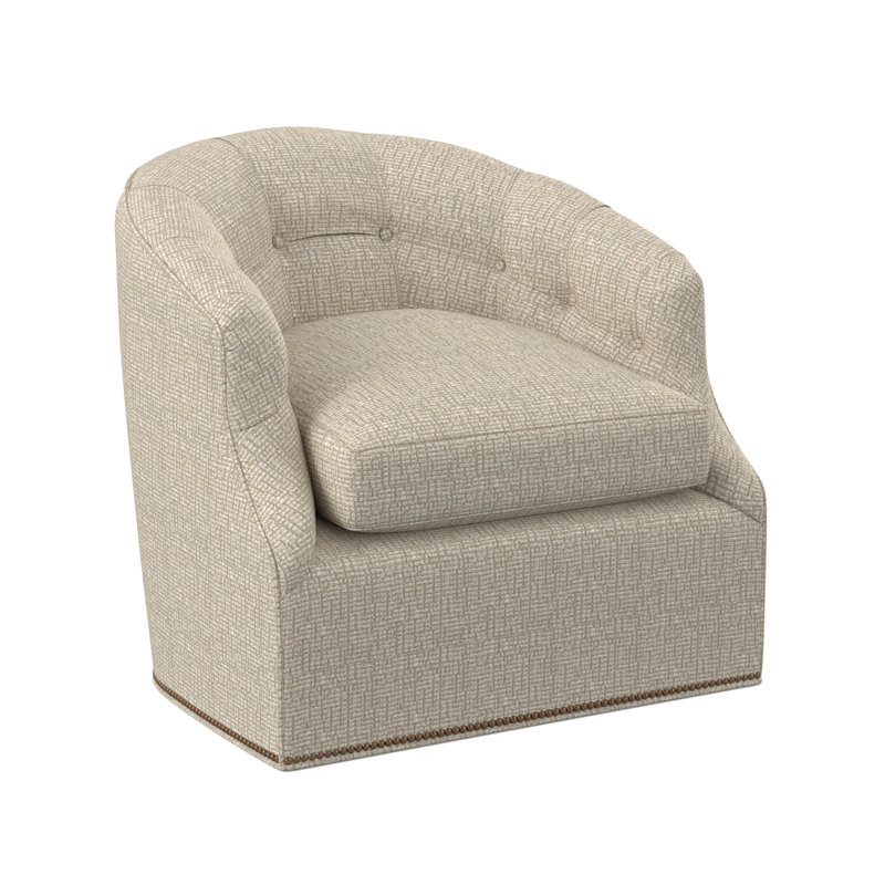 Chaise pivotante Calvert, Viscose pierres ivoire, Petit bronze antique