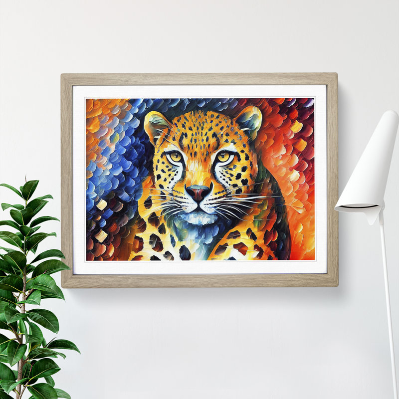 Leopard Painting Vol.4 Abstract 1 Piece Single Picture Frame Wall Art, 34cm H x 46cm W, Beige
