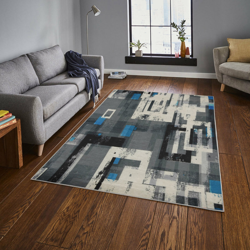Premium Woven Carpet, 5.2 x 7.5 ft, 100% Polyester, Antibacterial, Non-Slip Underside, 0.3 in Pile Height | Machine Washable, 3D Digital Print | Perfect for Living Room, Bedroom & Office Décor