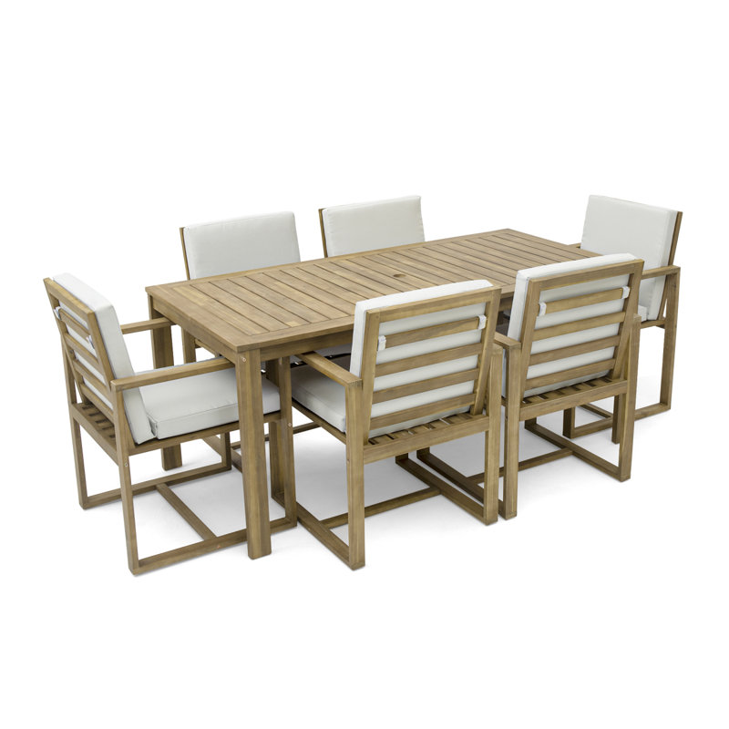 Ensemble de table de salle à manger d'extérieur avec chaises et coussins amovibles pour patio, jardin et jardin