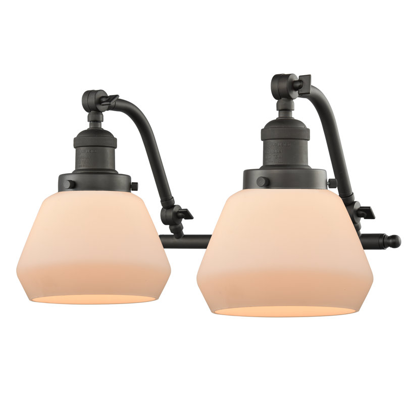 Éclairage pour salle de bain 2 lumières à intensité variable Keefe, Bronze huilé, Boîtier blanc mat