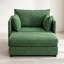Upholstered Chenille Accent Chair With Footstool-1865866203