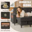 Canapé-lit modulaire en chenille avec méridienne réversible, bras de rangement et ports de recharge, gris foncé-830703725