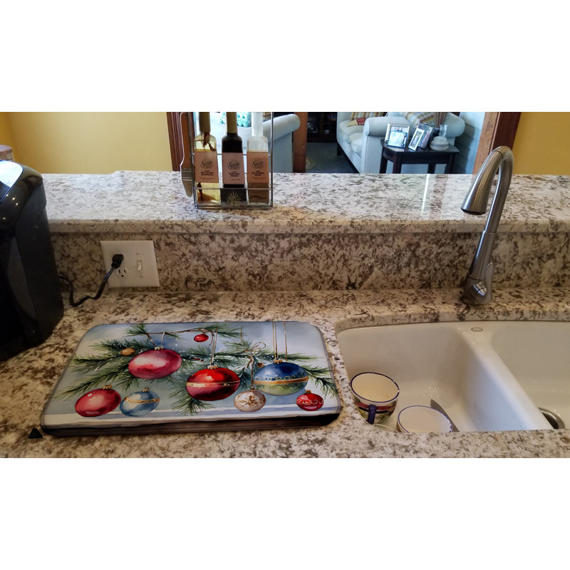 Christmas Ornaments Dish Drying Mat