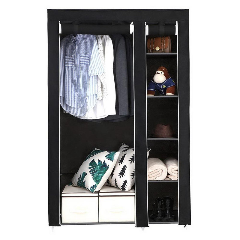 110cm Portable Wardrobe, 110cm H x 175cm W x 45cm D, Black